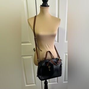 Fossil Rachel Black and Brown Crossbody Bag